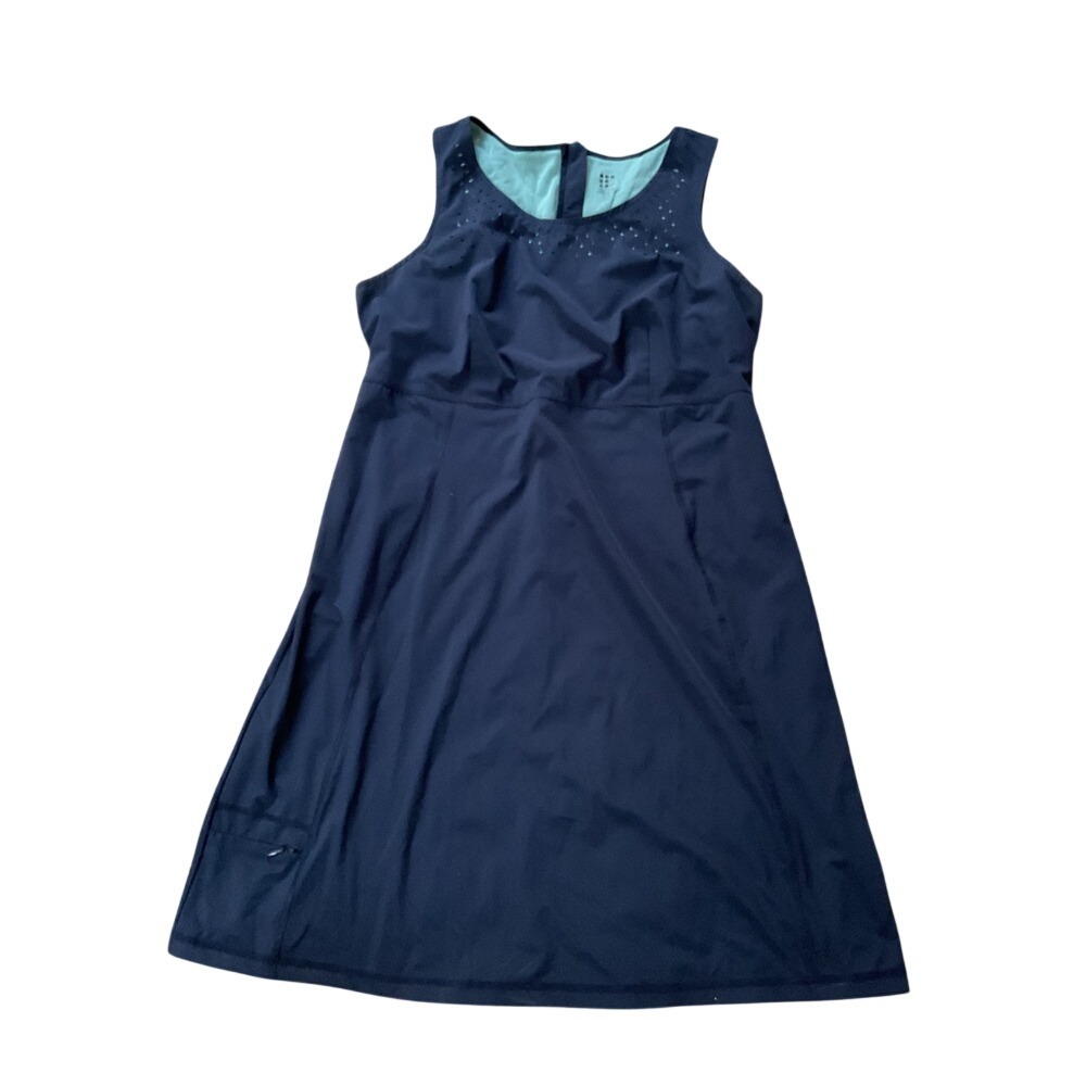 Title Nine Navy Blue Sleeveless Dress Laser Cut Detail Zipper Pocket 10